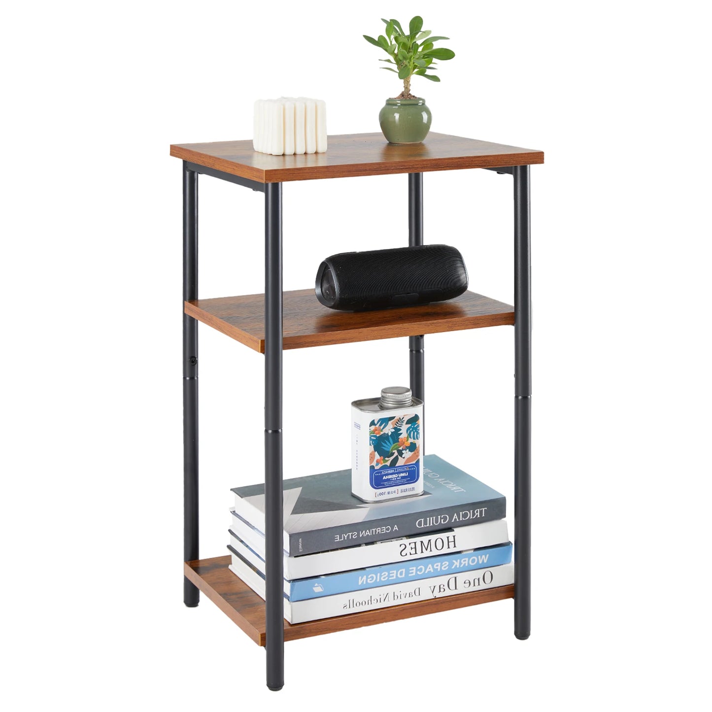 JHK 2/3-Tier Steel Frame End Table With Adjustable Feet
