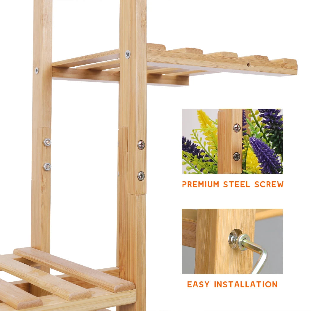 Bamboo 6 Tier Plant Stand Vertical Rack For Indoor Outdoor