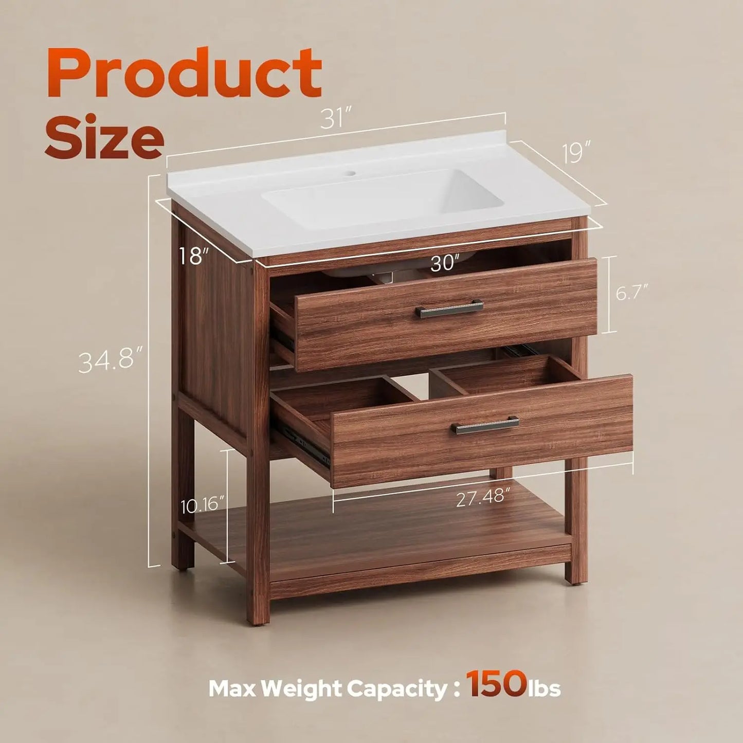 Guohe Waterproof Farmhouse Bathroom Vanity With Sink Freestanding Cabinet