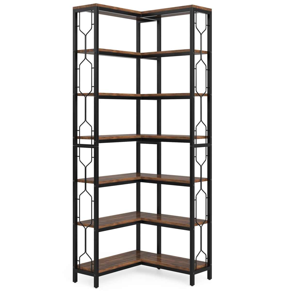 Tribesigns Modern 7 Tier Corner Bookshelf With Metal Frame
