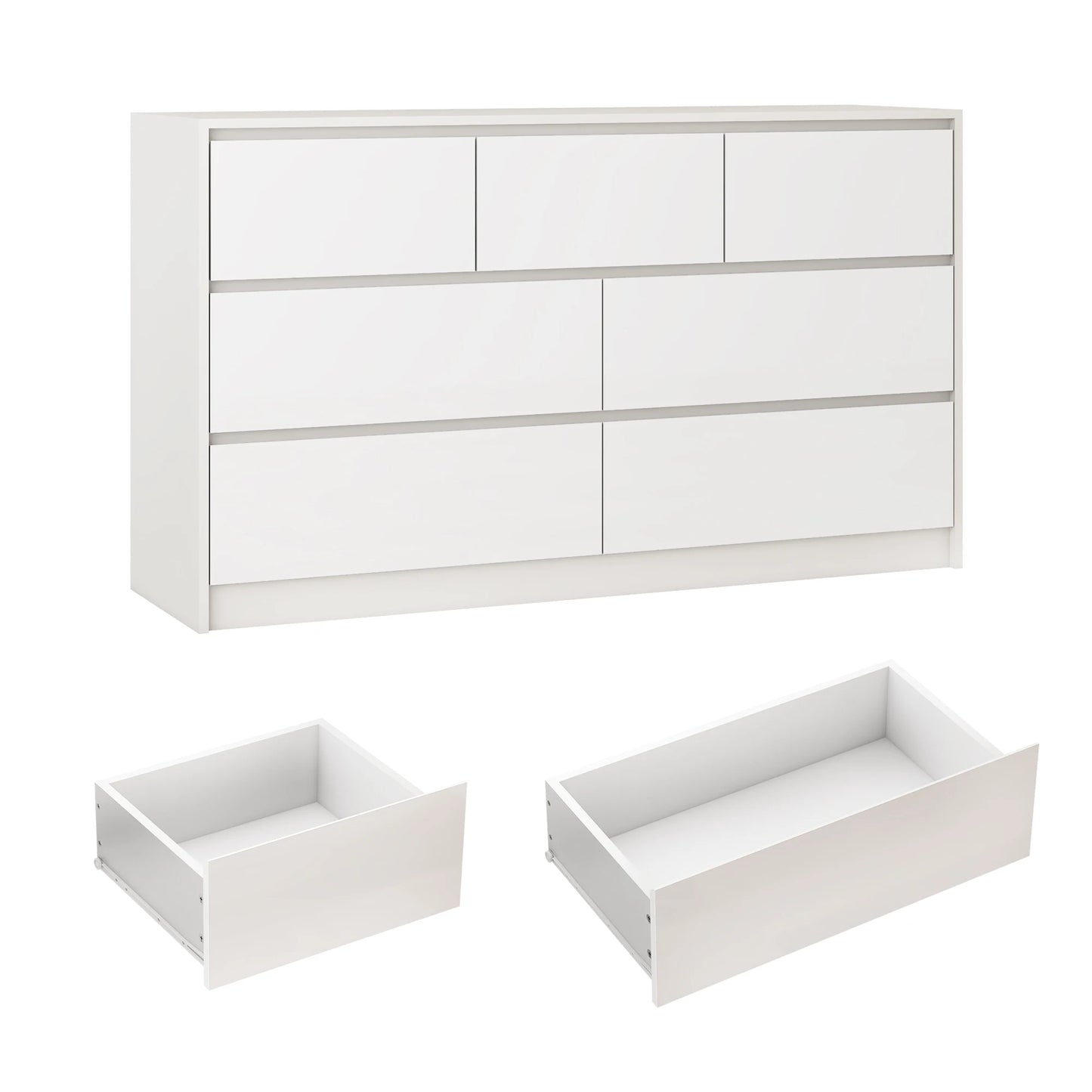 QiaoShiRen 7-Drawer Dresser, Modern High Gloss Wood Chest