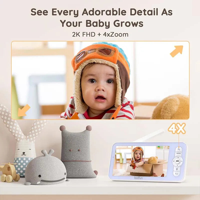 Boifun 2K 5-Inch Screen Wifi Baby Monitor With Night Vision