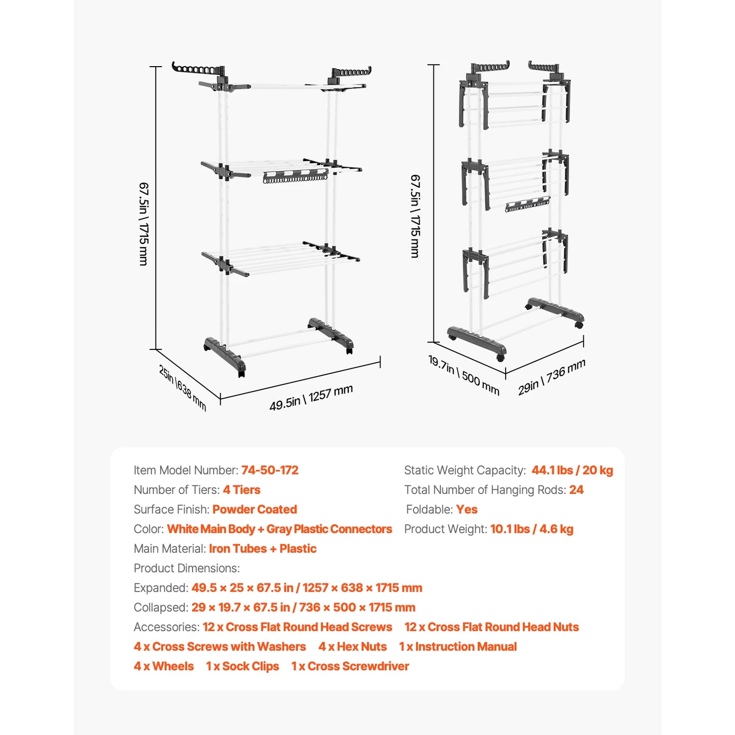 Adjustable Foldable Clothes Drying Rack For Indoor Outdoor