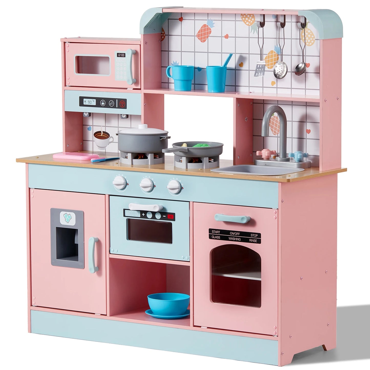 SucceBuy Pretend Play Kitchen Toy Set With Lights And Sounds