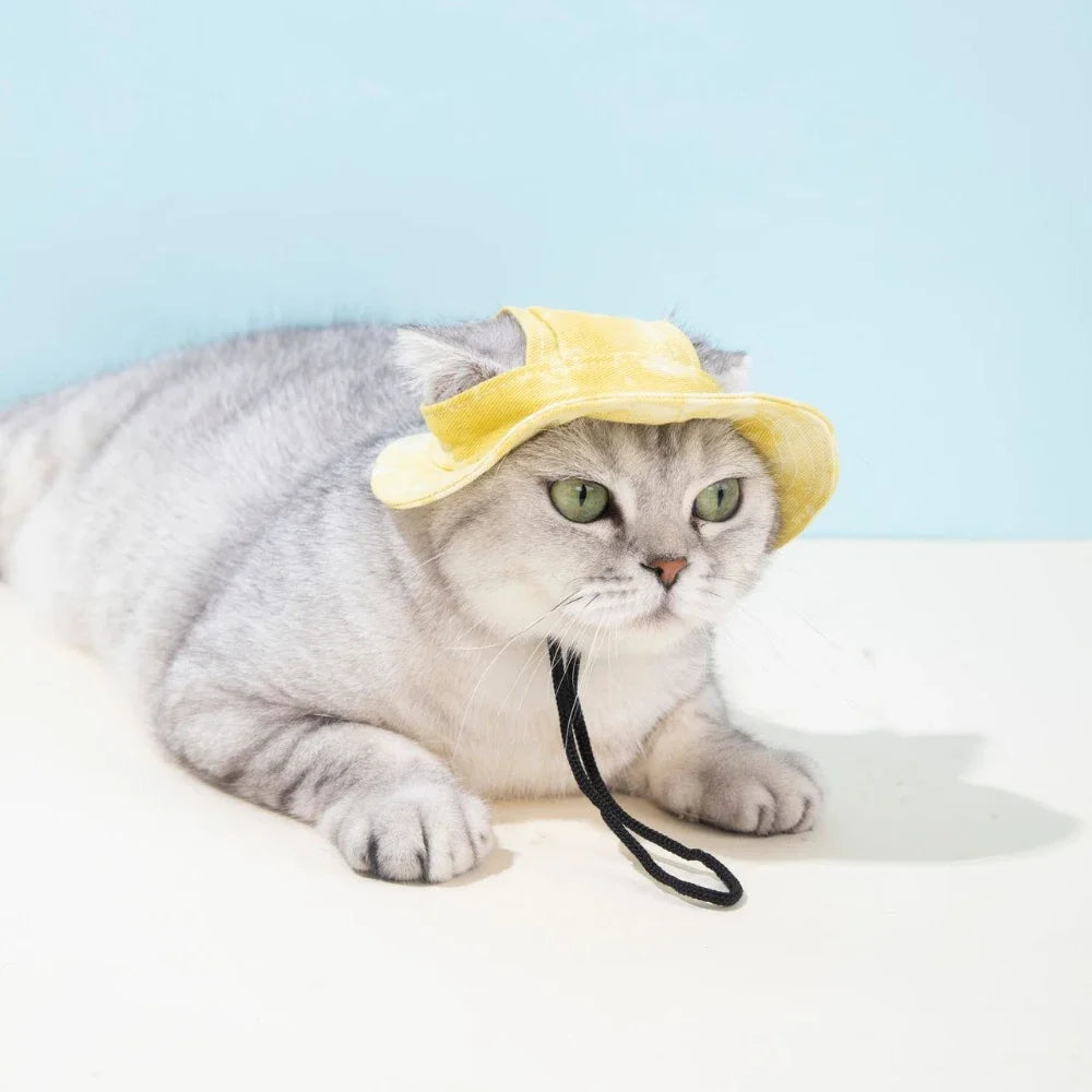 Cotton Adjustable Dog Hat With Ear Holes Sun Cap Outdoor