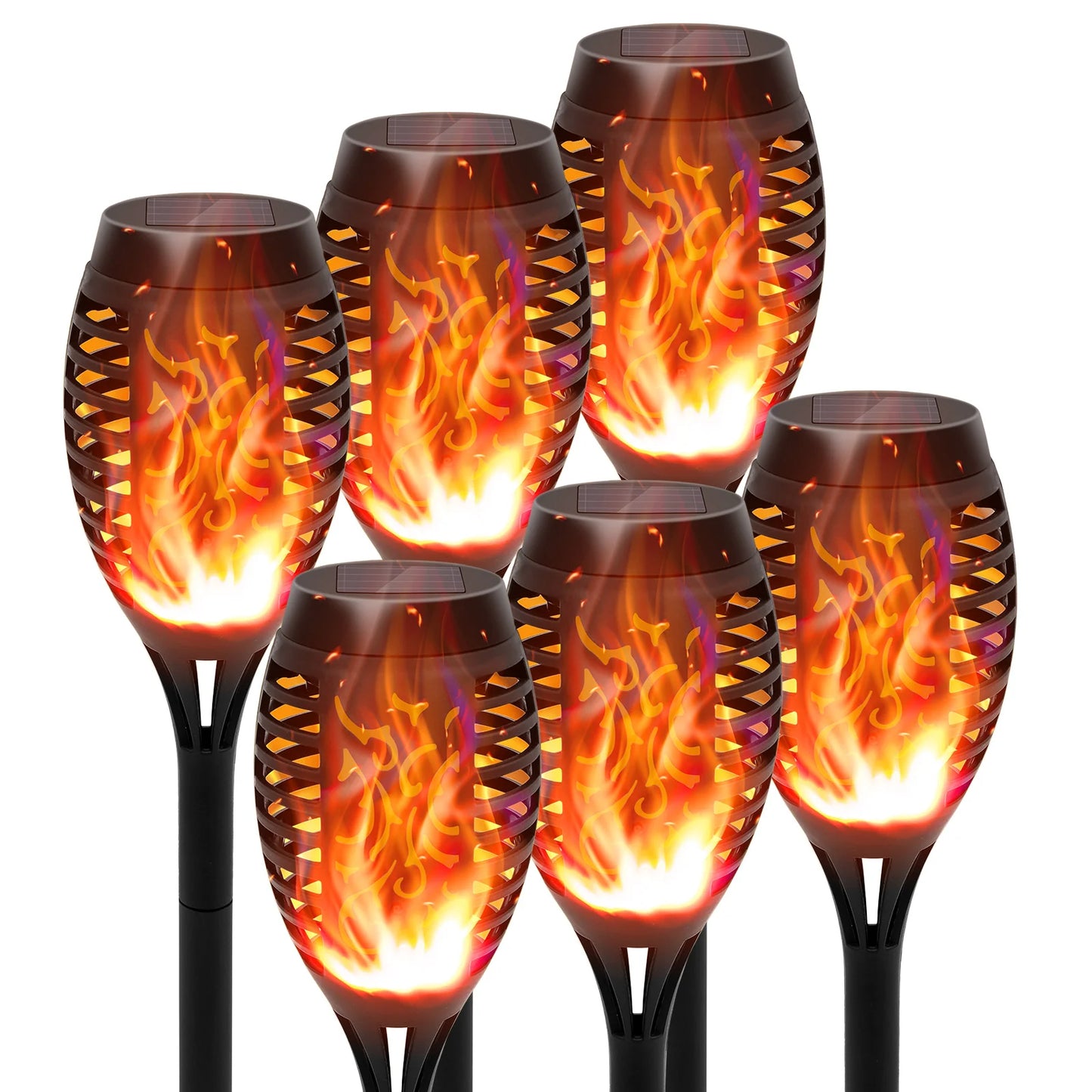 Solar Torch Lights With Flickering Flame Waterproof LED Garden Path