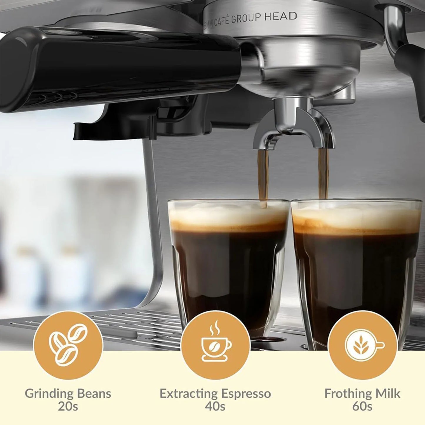 Acekool 20 Bar Espresso Machine With Grinder Semi Automatic
