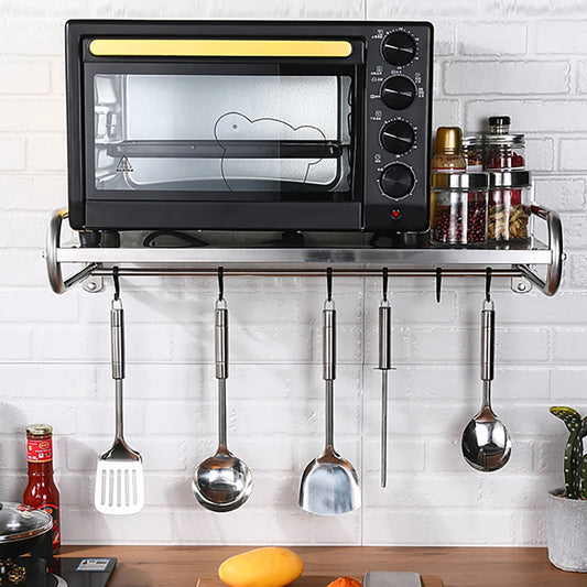 Stainless Steel Wall Mount Microwave Oven Rack Kitchen Shelf