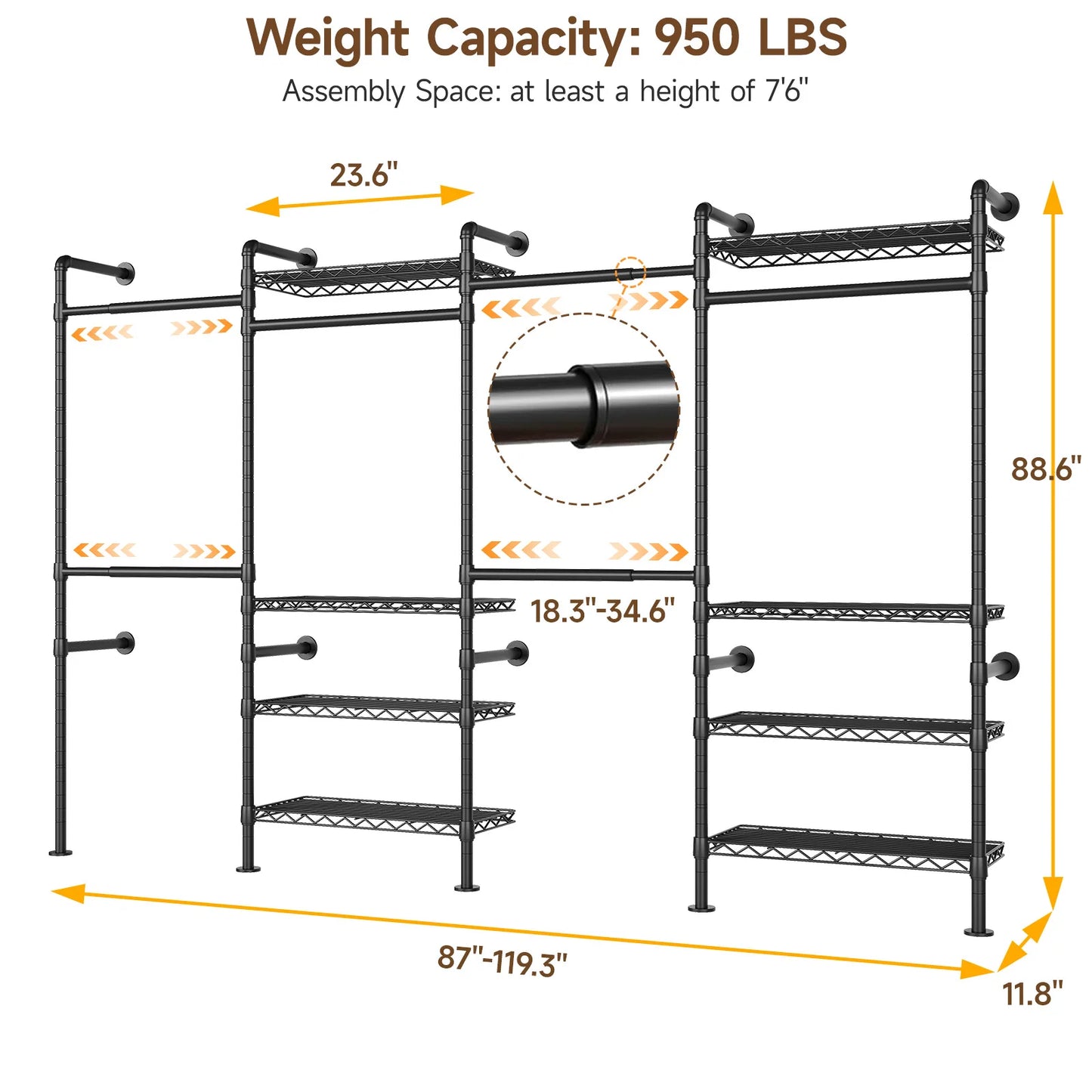 Onbrill Modern Wall Mounted Metal Pipe Clothes Rack