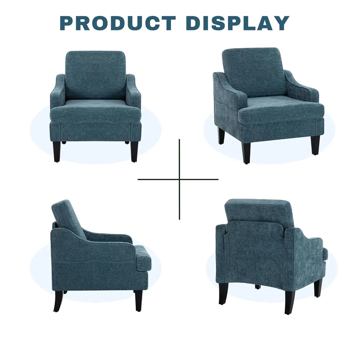 MOYU Set Of 2 Mid Century Accent Chairs Chenille Fabric