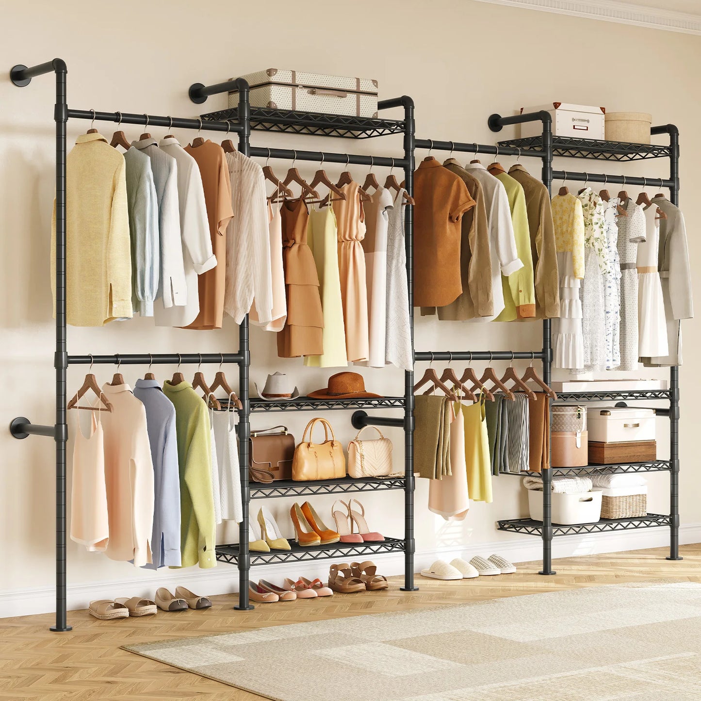 Onbrill Modern Wall Mounted Metal Pipe Clothes Rack
