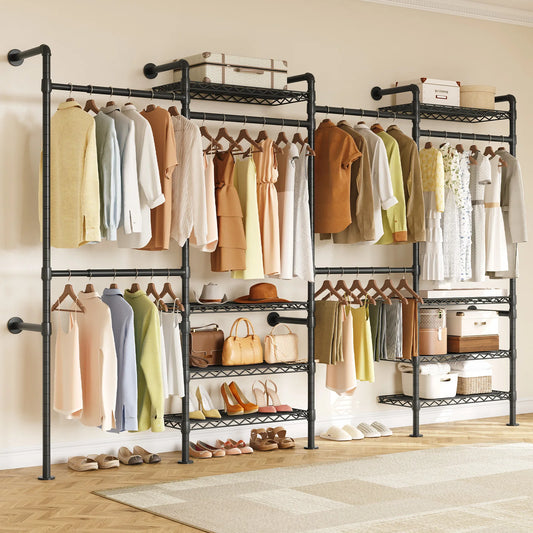 Onbrill Modern Wall Mounted Metal Pipe Clothes Rack