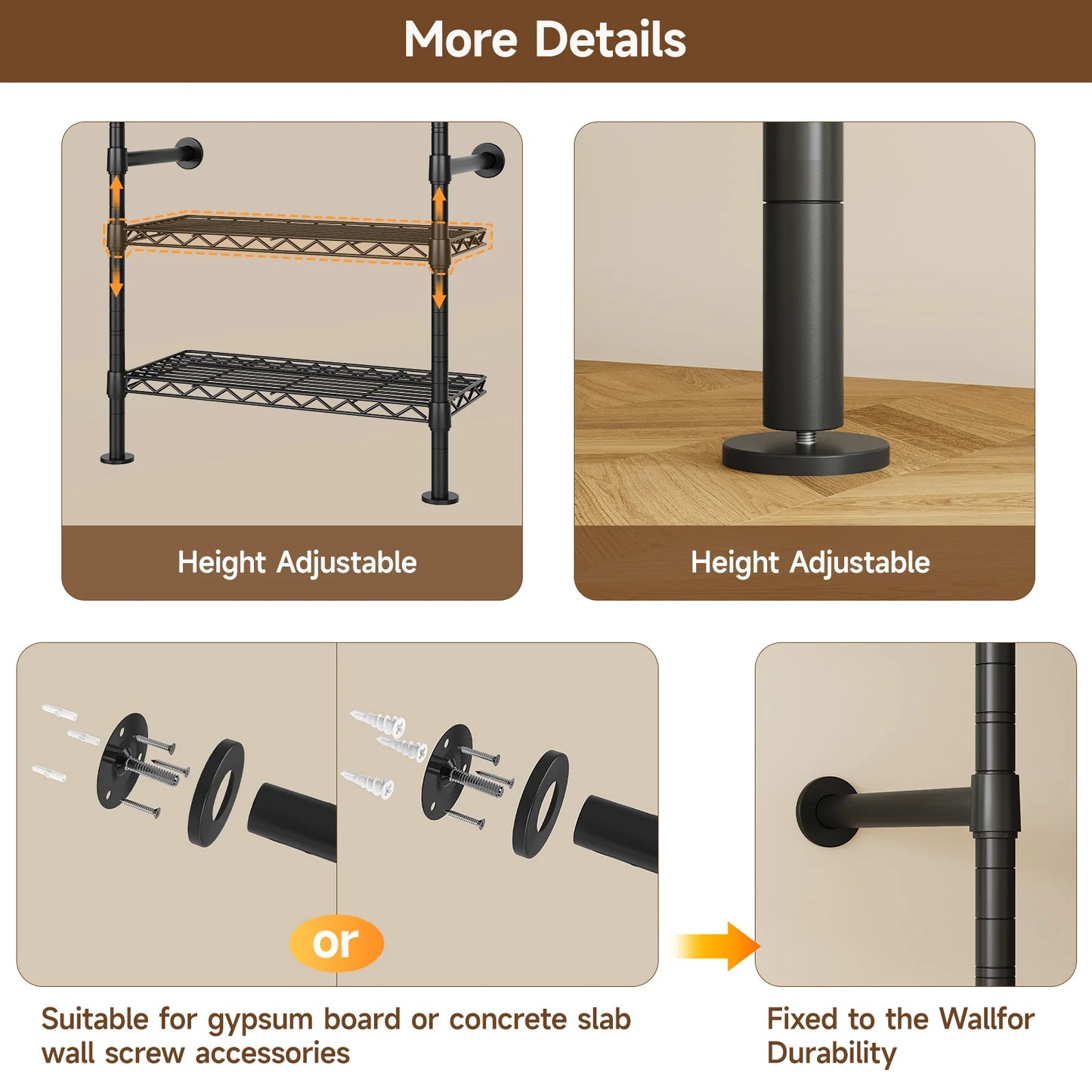 Onbrill Modern Wall Mounted Metal Pipe Clothes Rack