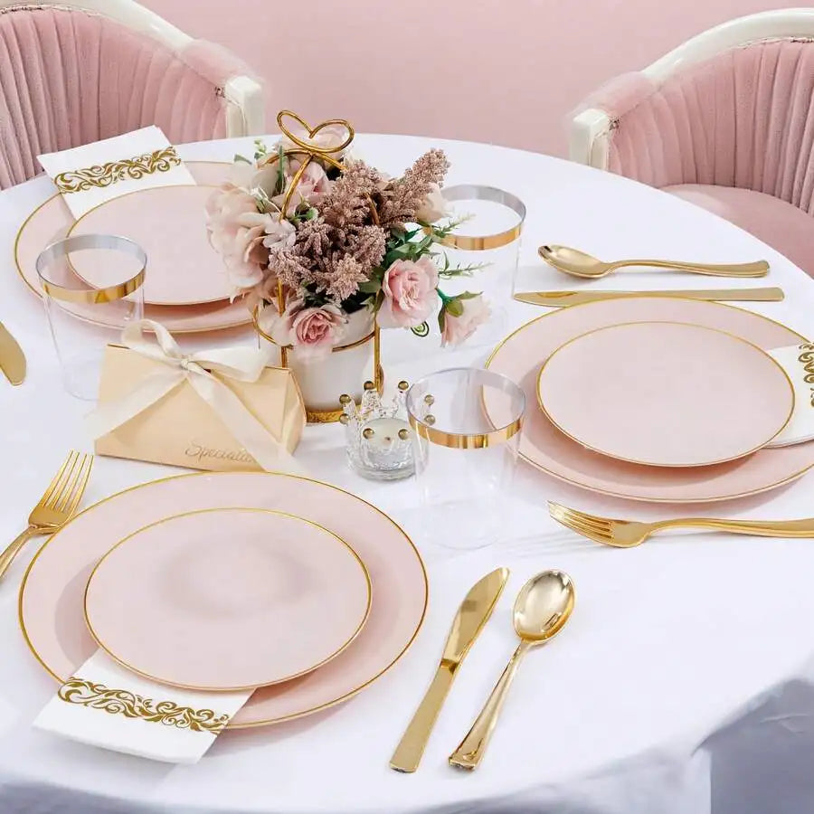 Disposable Plastic Tableware Set Serves 20 Guests For Wedding Party