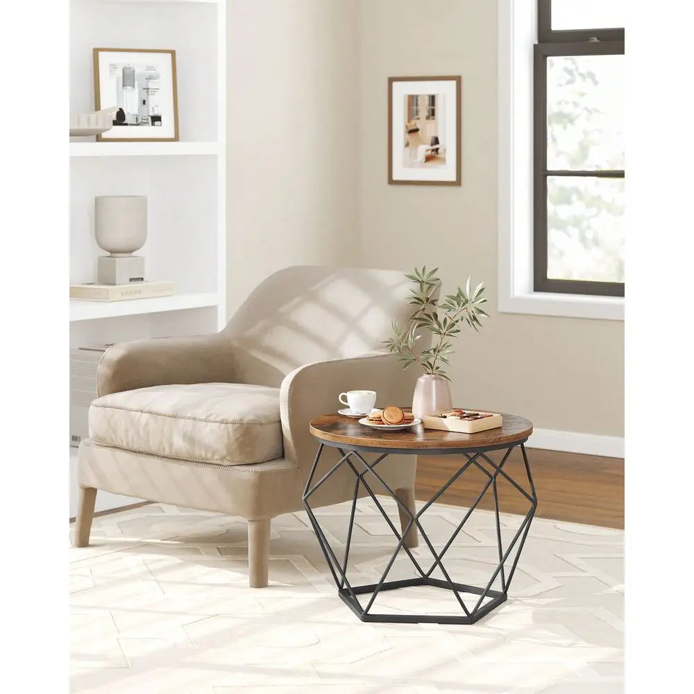 Round Coffee Table Set Of 2 With Steel Frame For Living Room