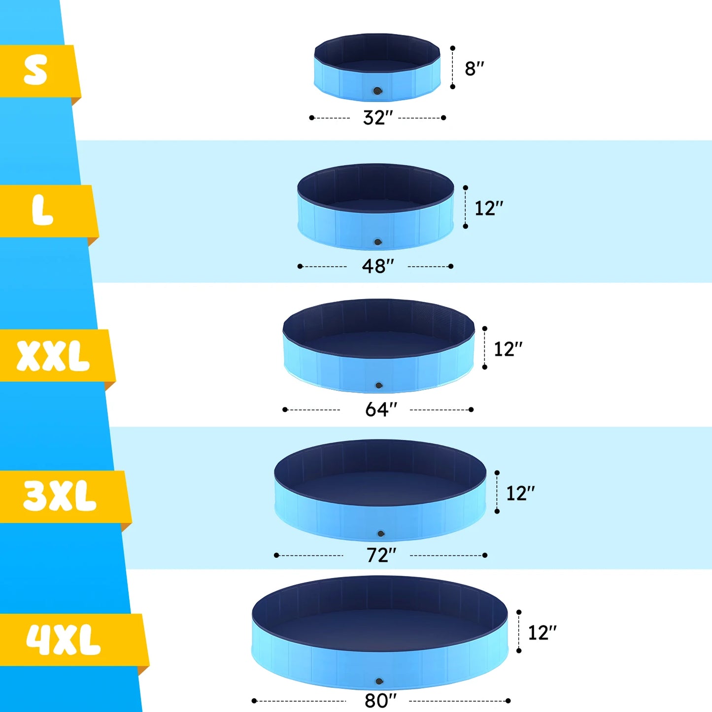 Foldable Portable Dog Pool Anti Slip Pet Bath Tub PVC