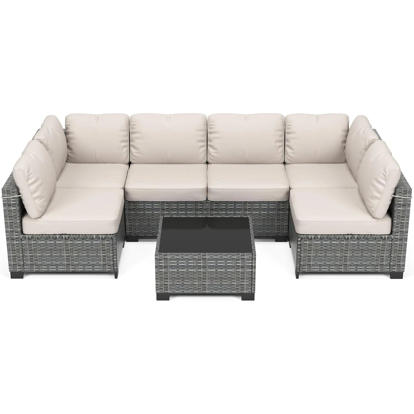 HobbyLane 7 Piece Modular Outdoor Furniture Set Rattan Wicker Garden