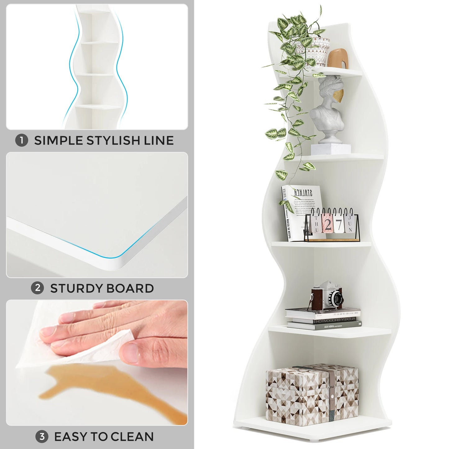 Tribesigns Corner Shelf Five Tier Wall Bookcase For Home Office