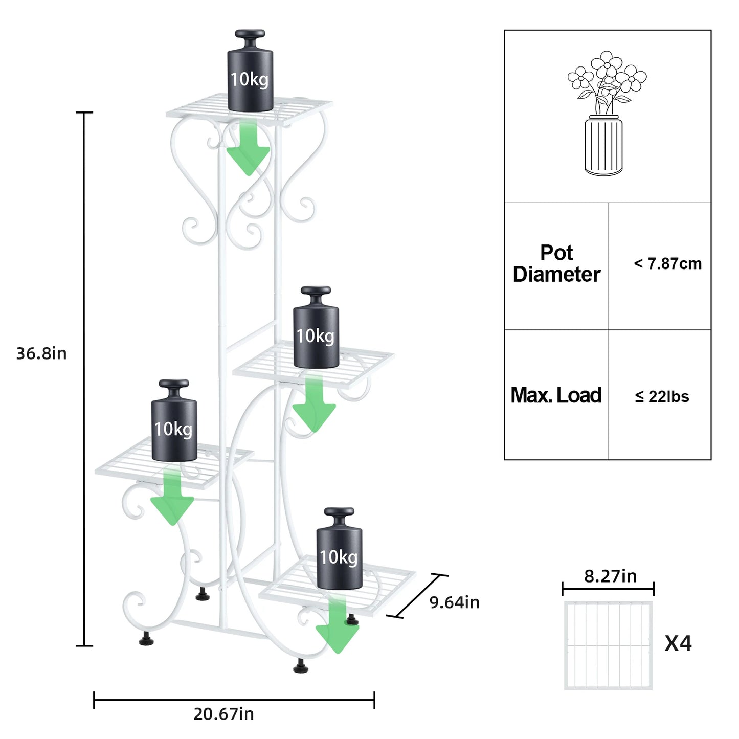 4 Tier Metal Plant Stand Indoor Outdoor Garden Rack Organizer