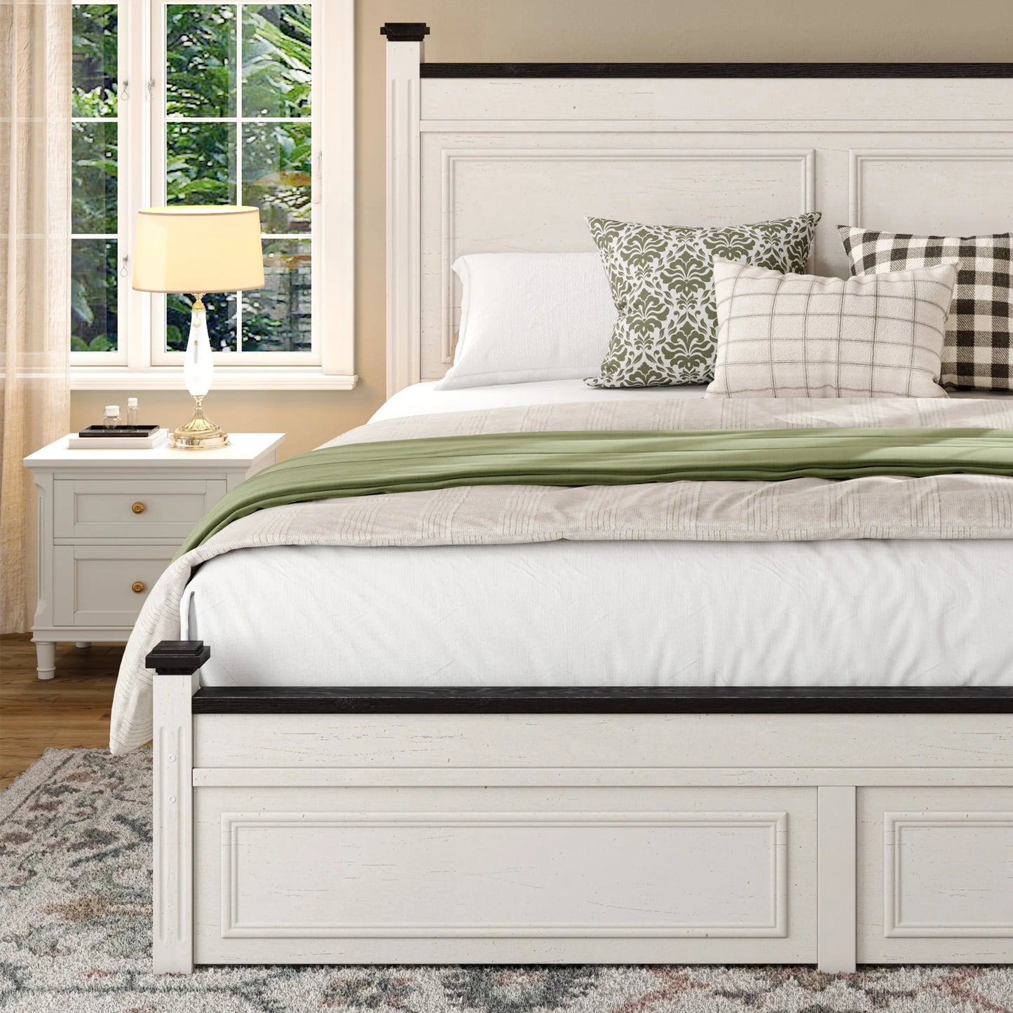 EnHomee Tall Headboard Platform Bed Frame For Contemporary Bedrooms