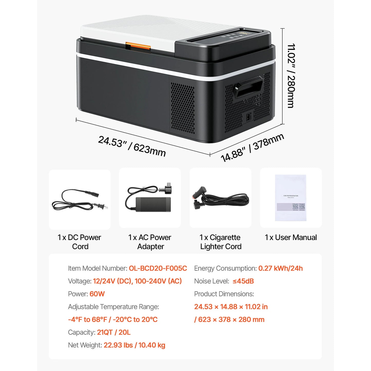 SucceBuy Portable Car Refrigerator With Electric Compressor 12V 24V DC