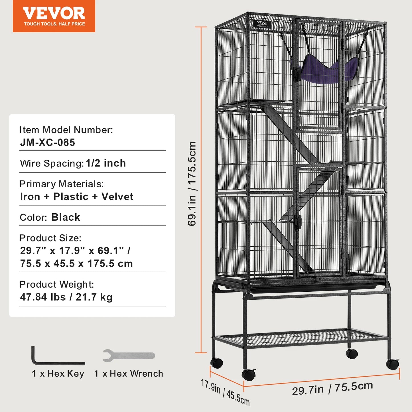 SucceBuy Rolling Four Tier Metal Small Animal Cage