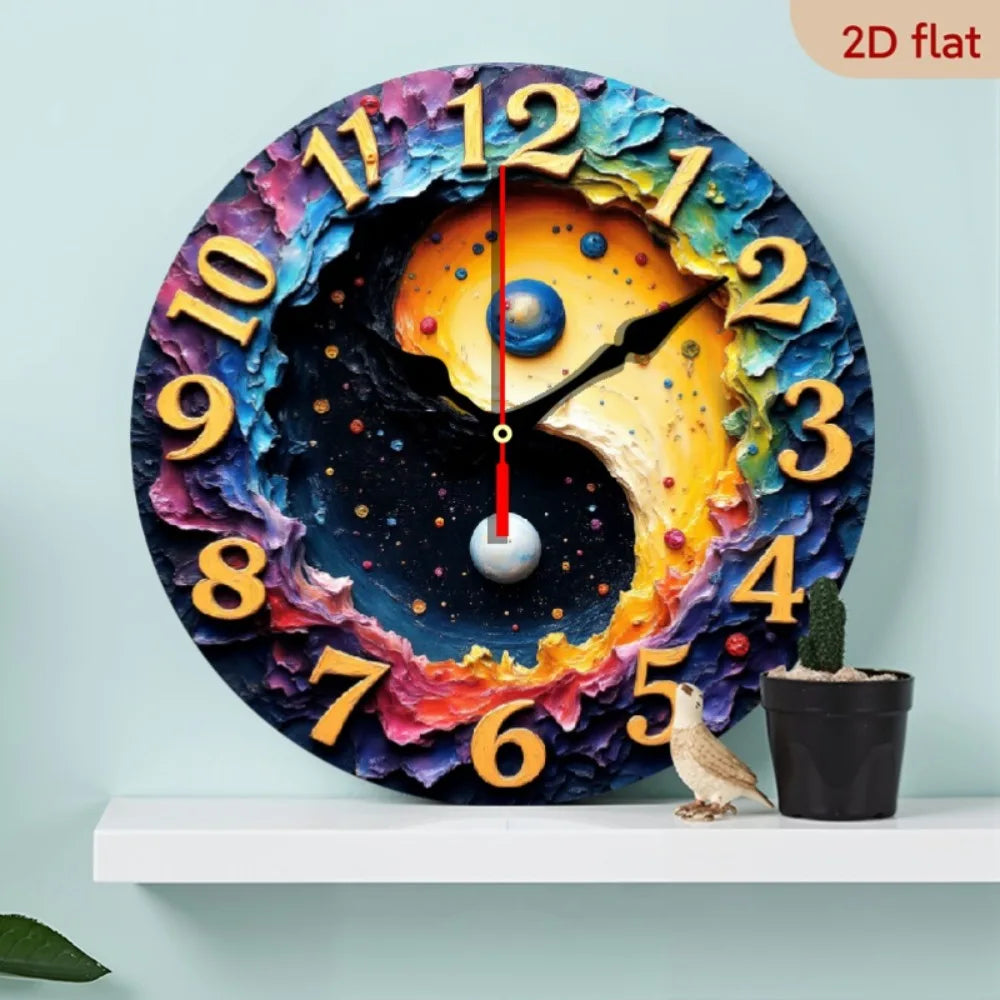 YTYIN Silent Round Wall Clock With Minimalist Wooden Design
