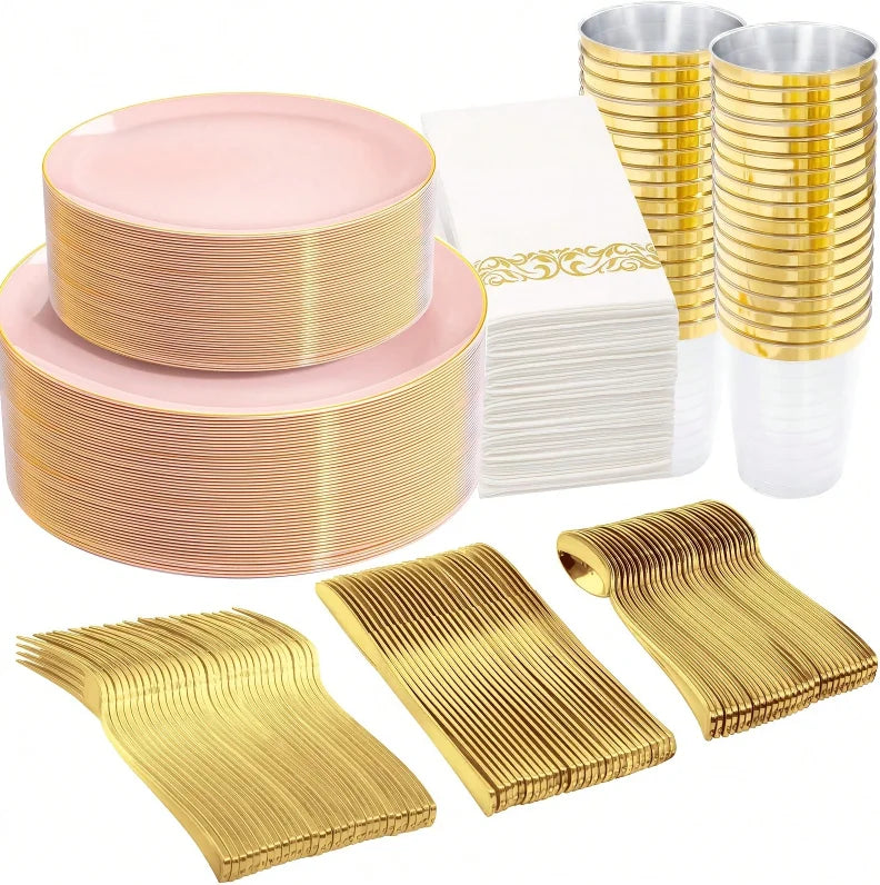 Disposable Plastic Tableware Set Serves 20 Guests For Wedding Party