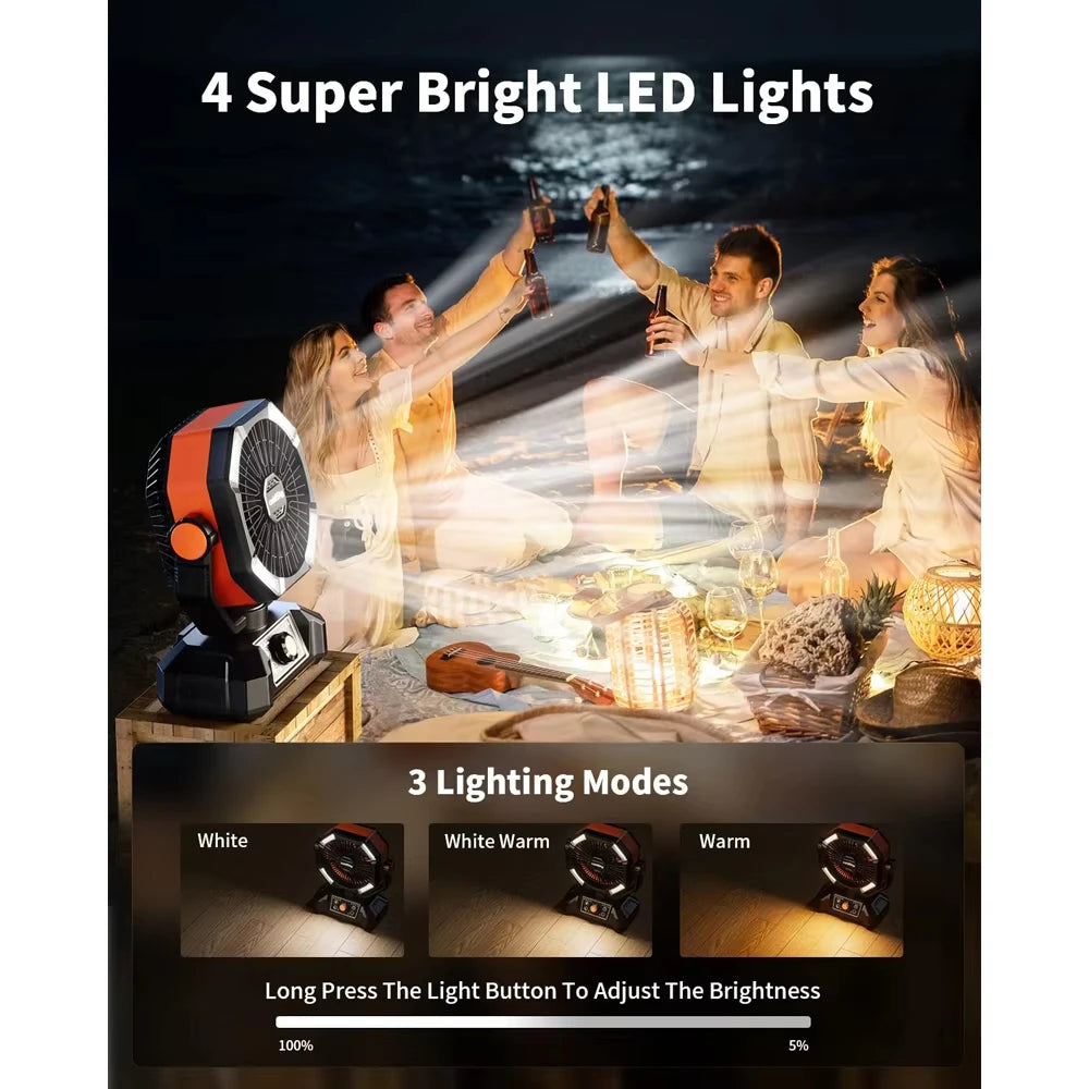 ColdSky Camping Fan With 4 LED Lantern And 20000mAh Battery