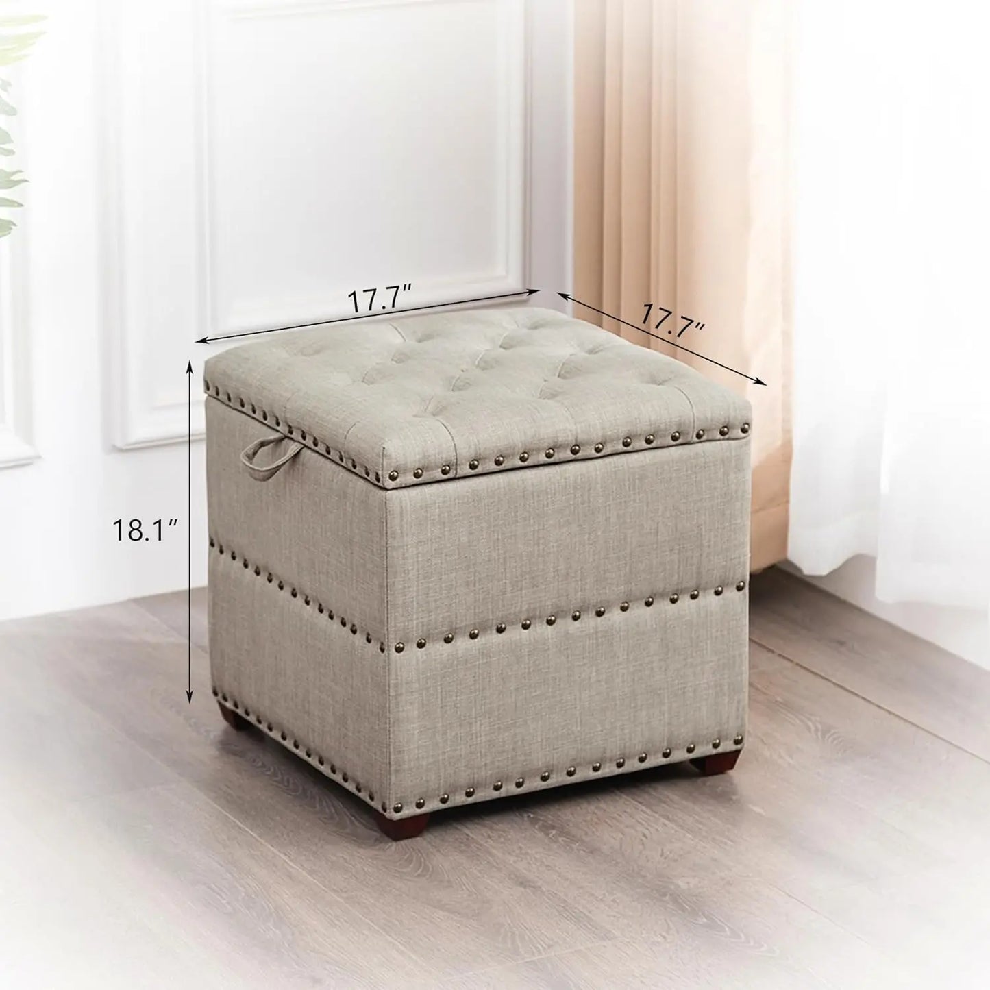 High Cube Ottoman Storage Bench With Tray Upholstered Vanity Stool