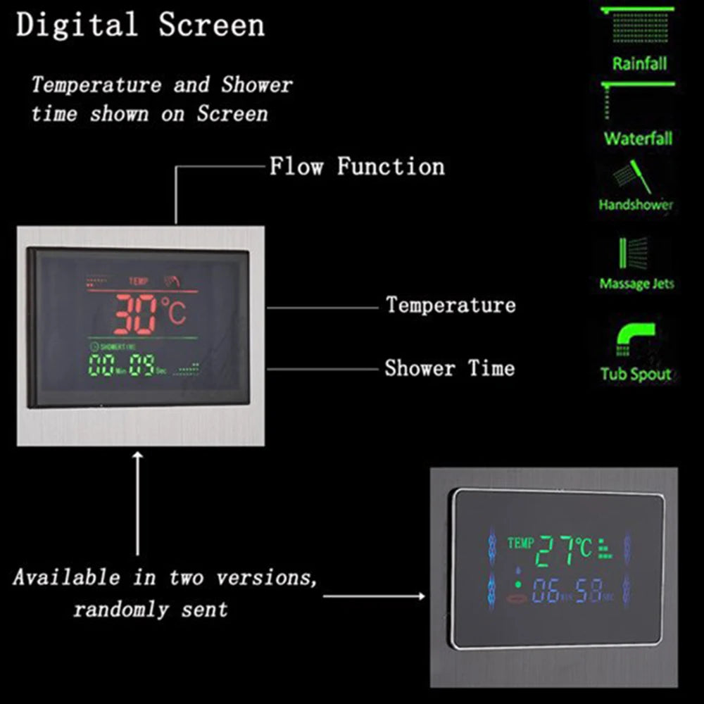 Suguword LED Shower Panel Column With Massage And Temperature Display