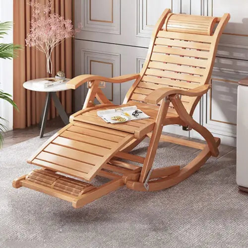 Bamboo Heavy Duty Folding Rocking Chair for Indoor Outdoor Use