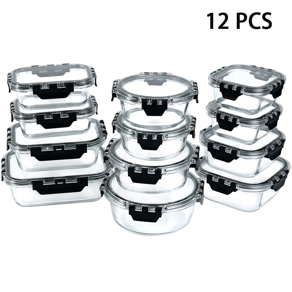 12 Glass Lunch Boxes BPA Free For Microwave Freezer Dishwasher