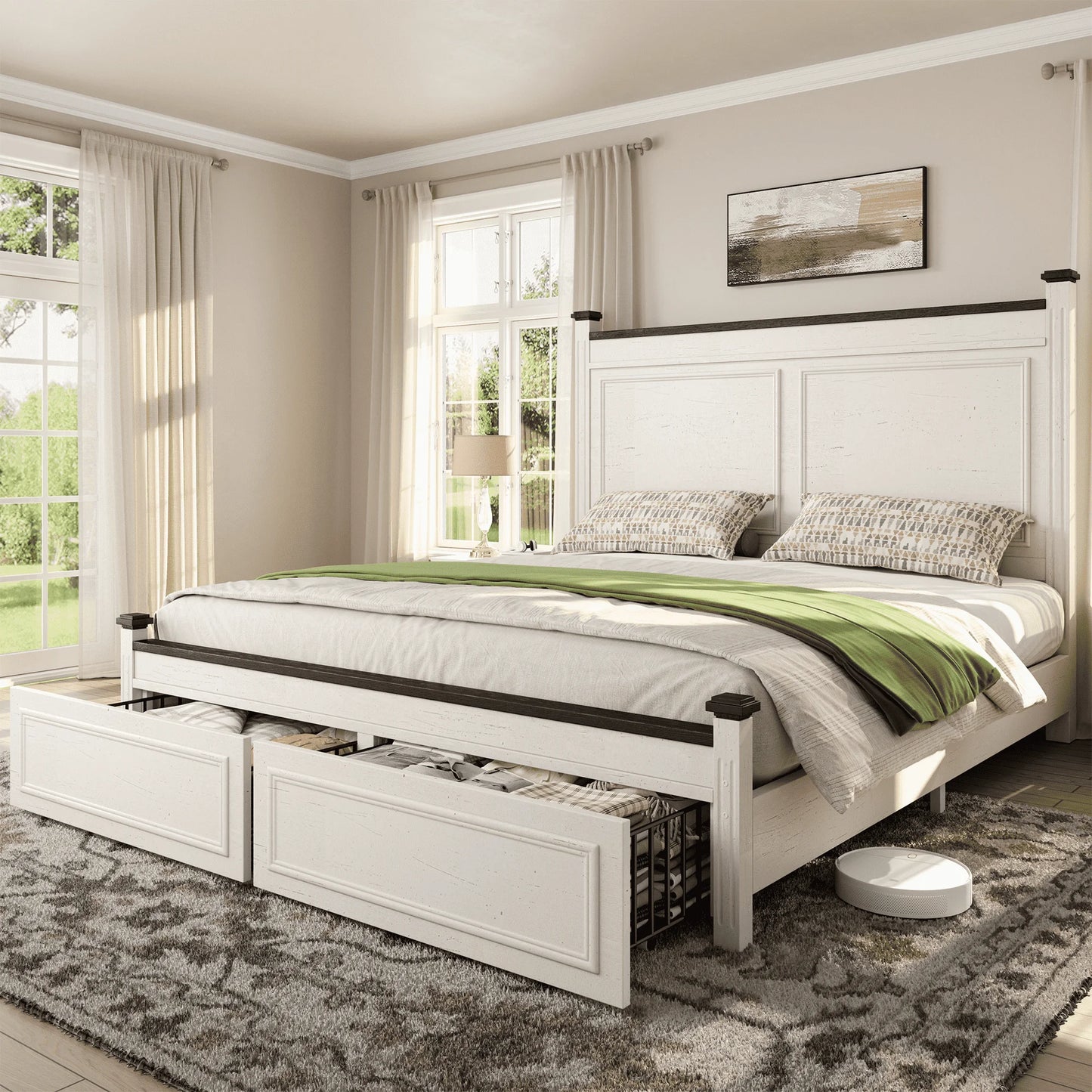 EnHomee Tall Headboard Platform Bed Frame For Contemporary Bedrooms