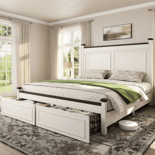 EnHomee Tall Headboard Platform Bed Frame For Contemporary Bedrooms