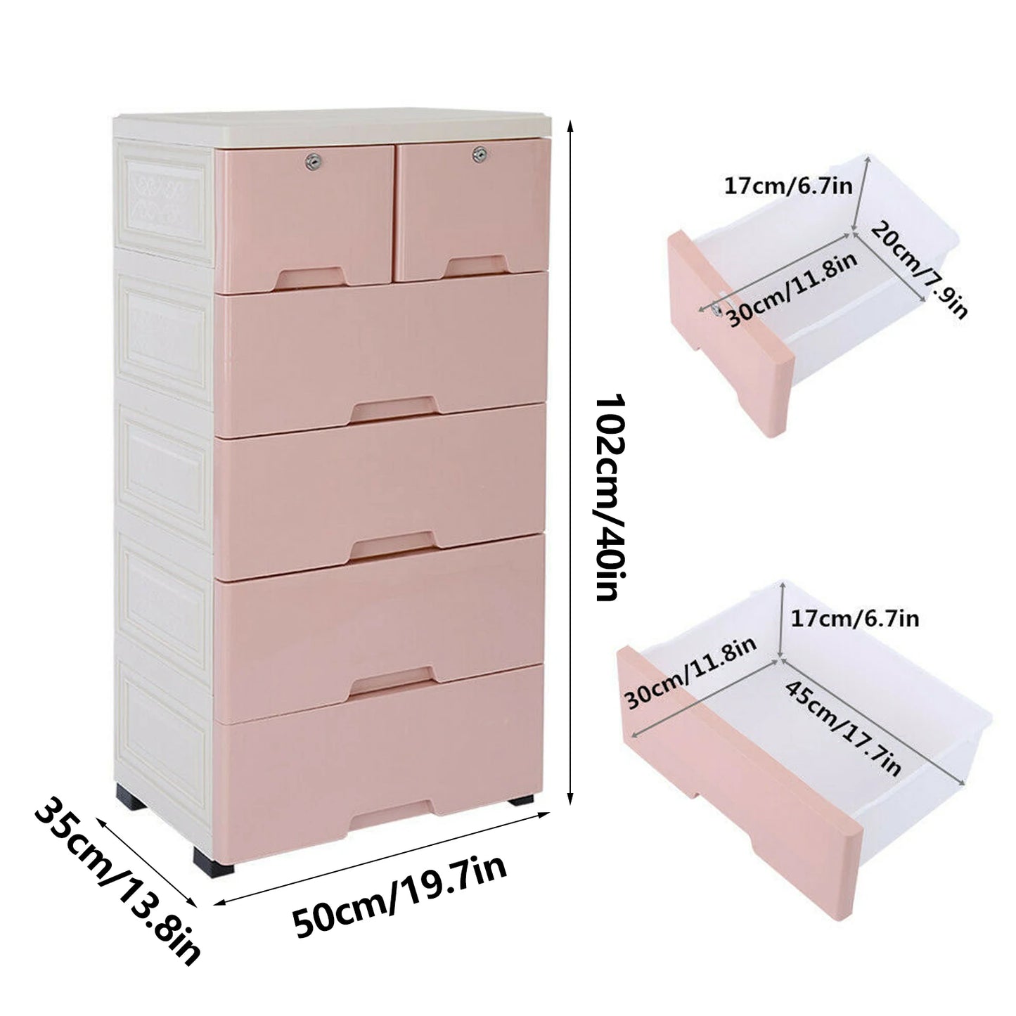 Six-Drawer Plastic Dresser Organizer For Home Office Bedroom