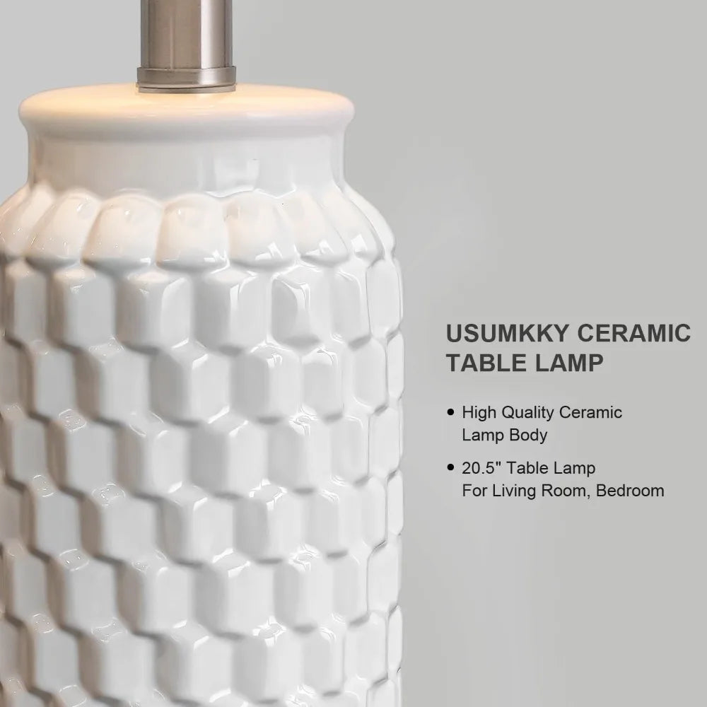 Modern Ceramic Table Lamp Set For Bedroom Living Room Office