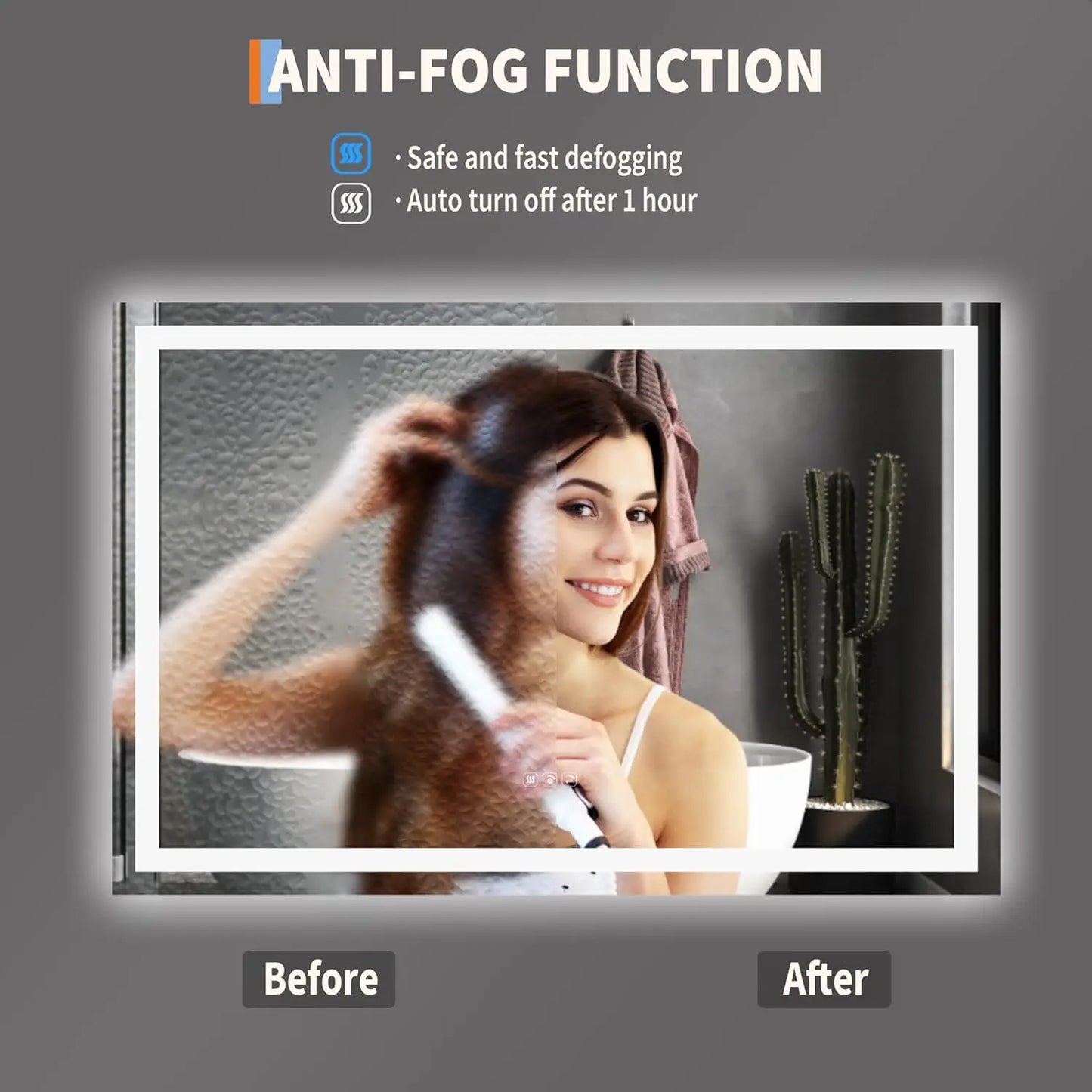 TWISTER.CK LED Bathroom Mirror With Memory Dimmable Anti Fog Backlit Wall Mount