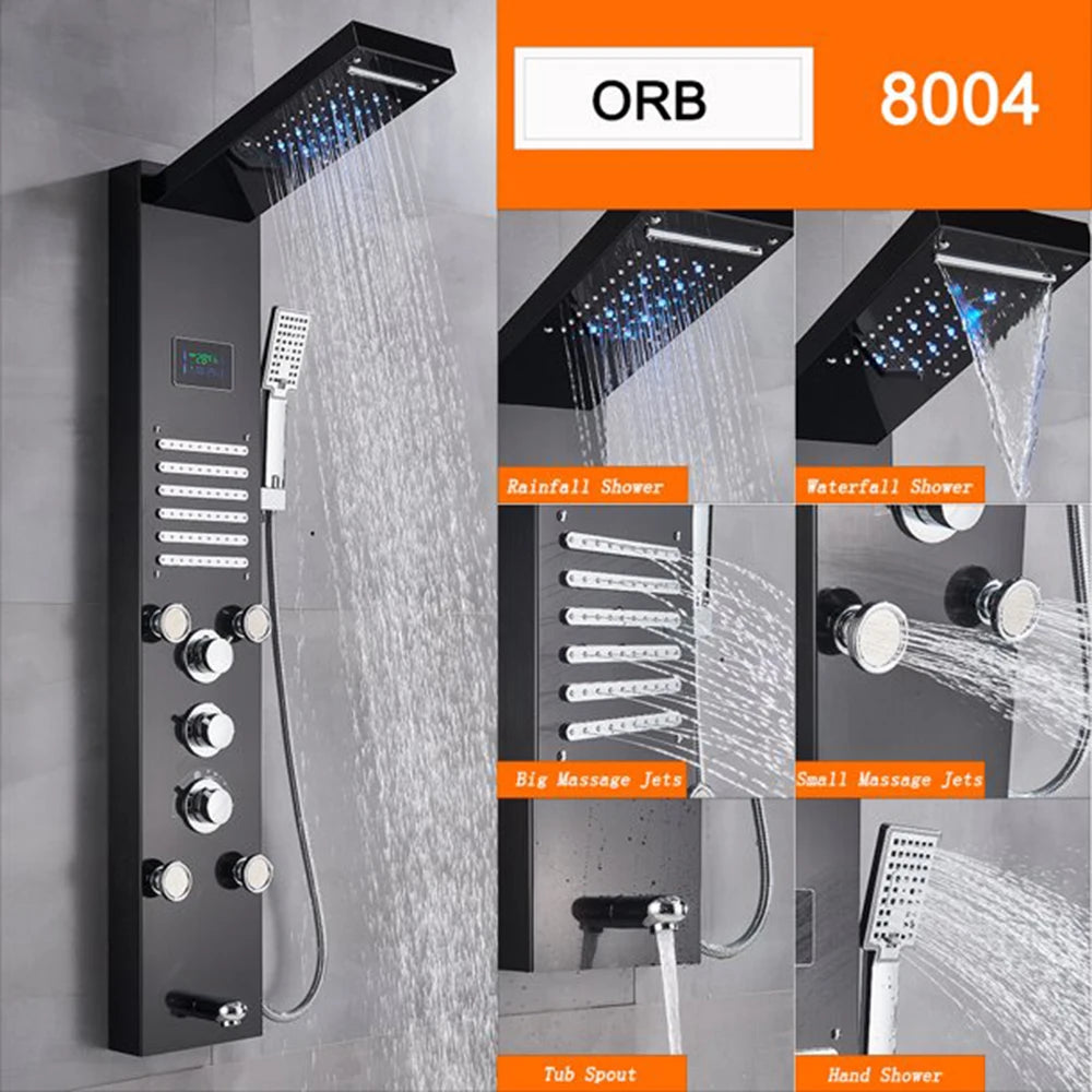 Suguword LED Shower Panel Column With Massage And Temperature Display