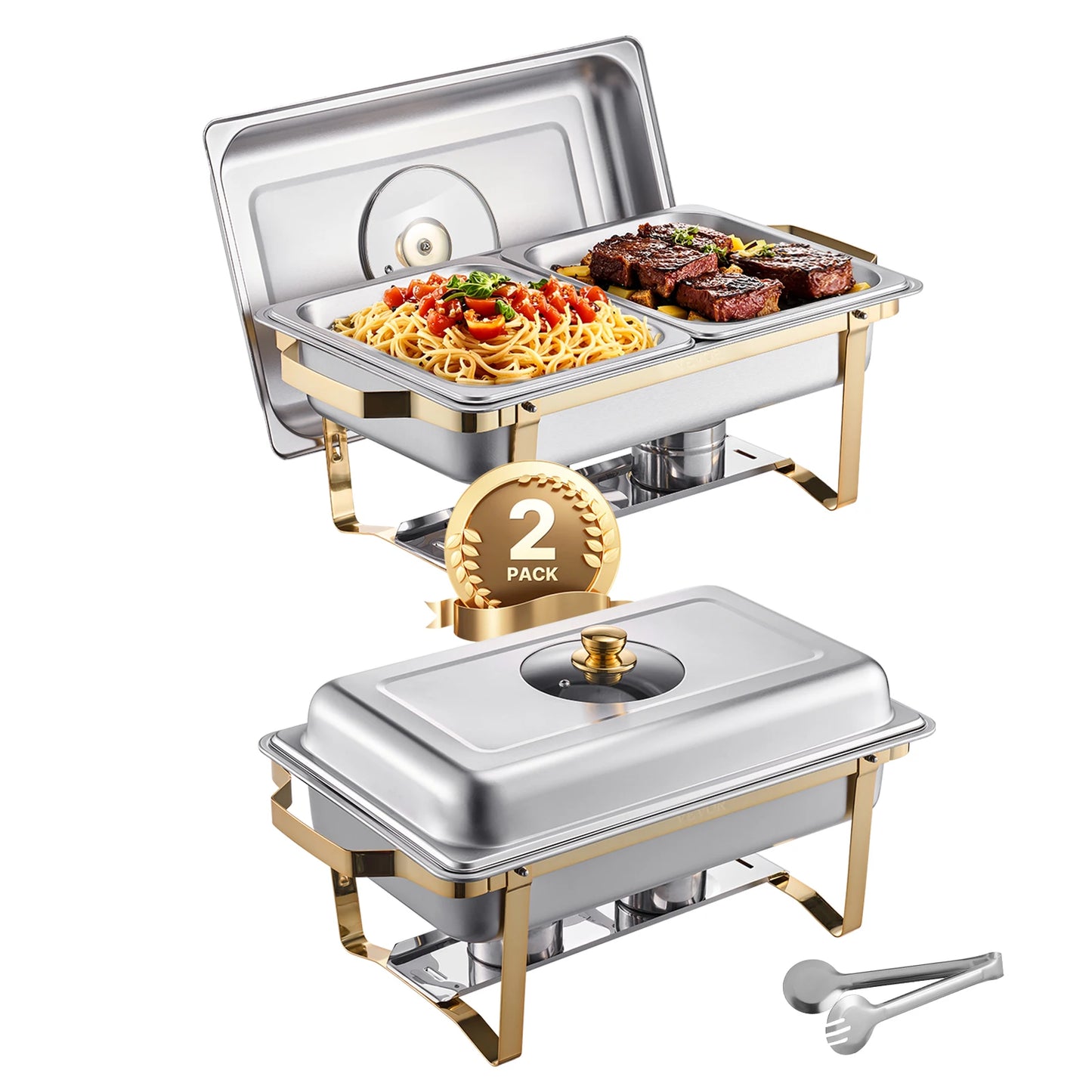 SucceBuy Stainless Steel Chafer Dish Buffet Set Catering Warmer Server