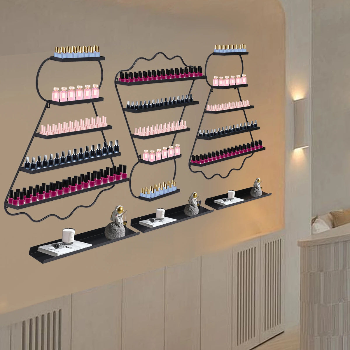 Bymaocar 5 Tier Wall Mounted Nail Polish Display Rack