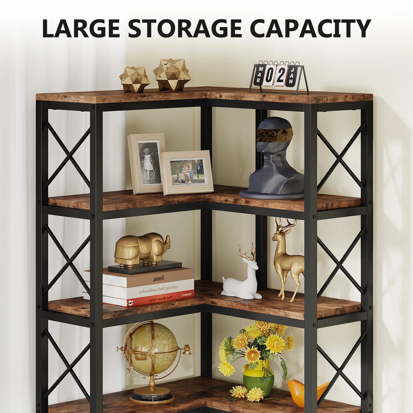Tribesigns 7 Tier Corner Bookshelf With Metal Frame