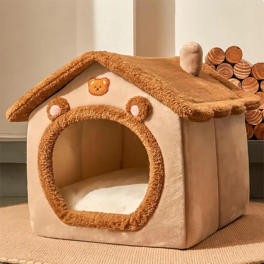 Foldable Pet House With Removable Washable Cat Bed