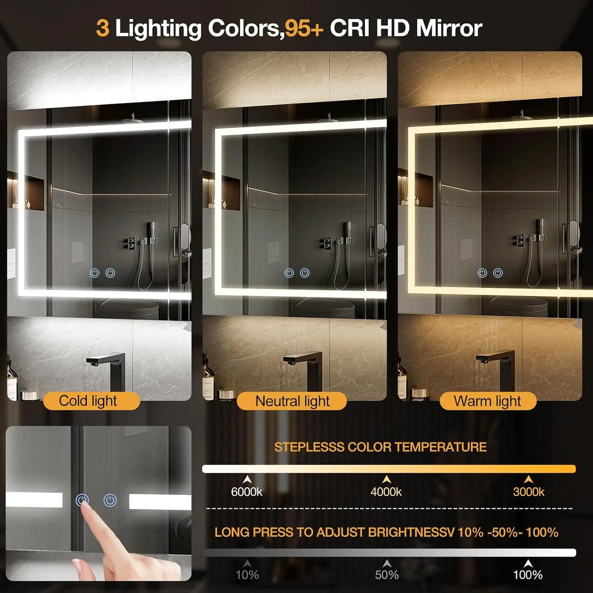 Antifog Wall Mounted Bathroom Led Medicine Cabinet Mirror Storage Shelves