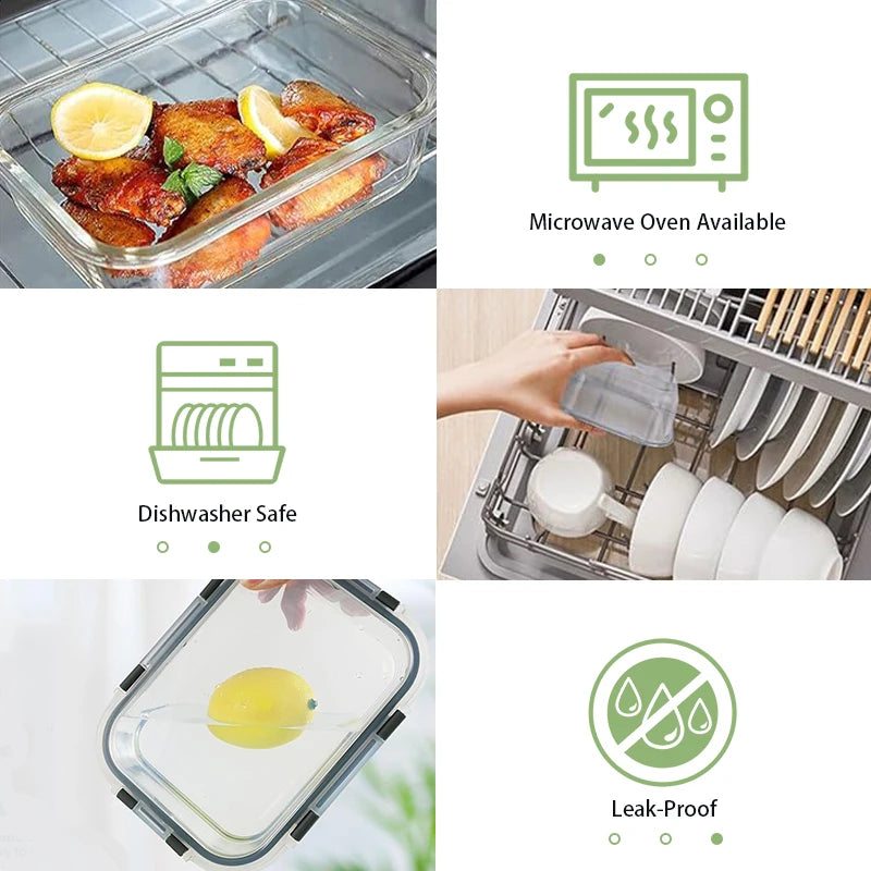 12 Glass Lunch Boxes BPA Free For Microwave Freezer Dishwasher