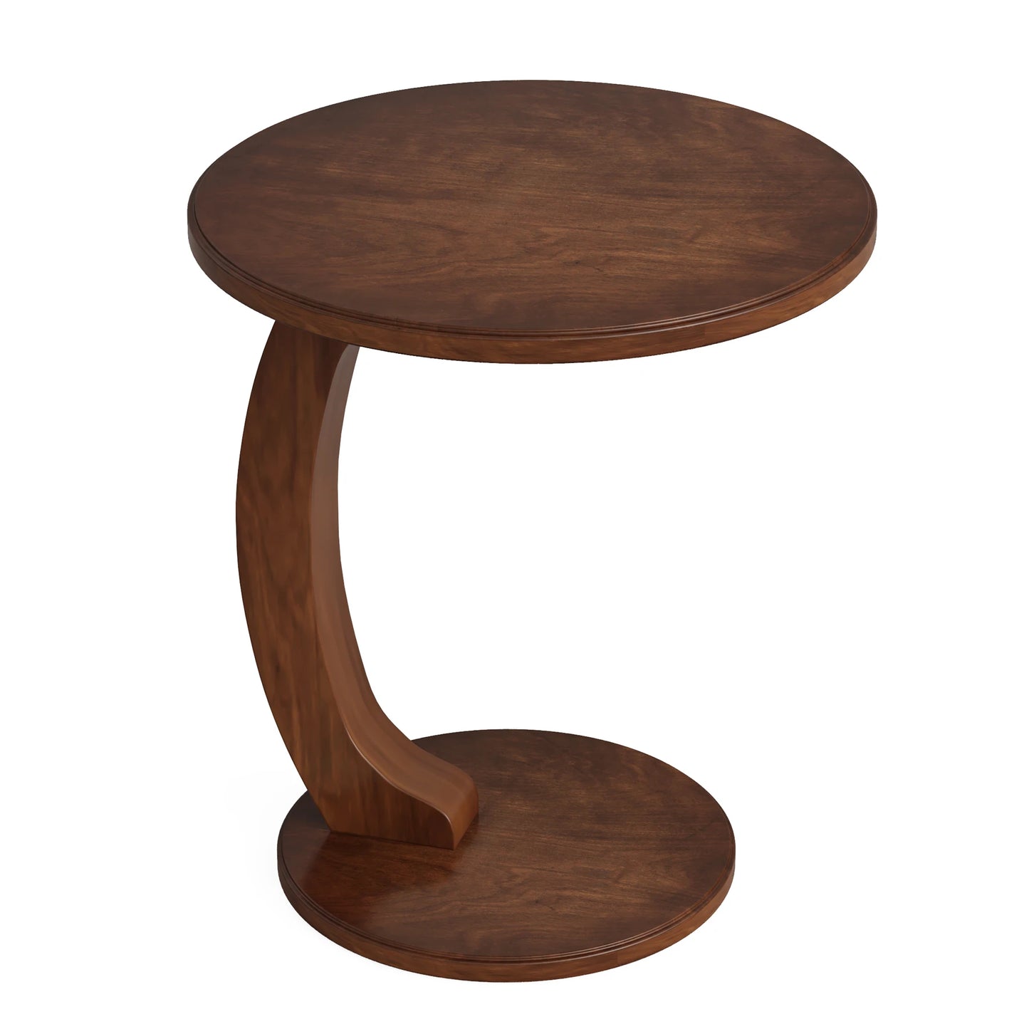 Tribesigns Round Wood C Shaped End Table Mid Century