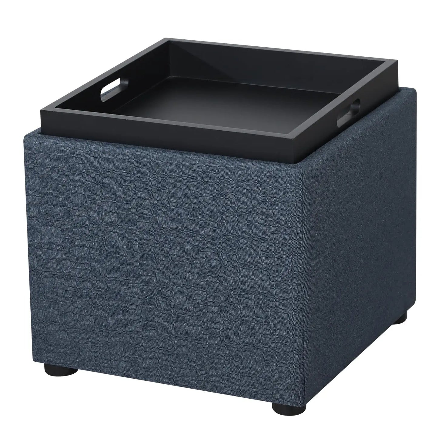 High Cube Ottoman Storage Bench With Tray Upholstered Vanity Stool