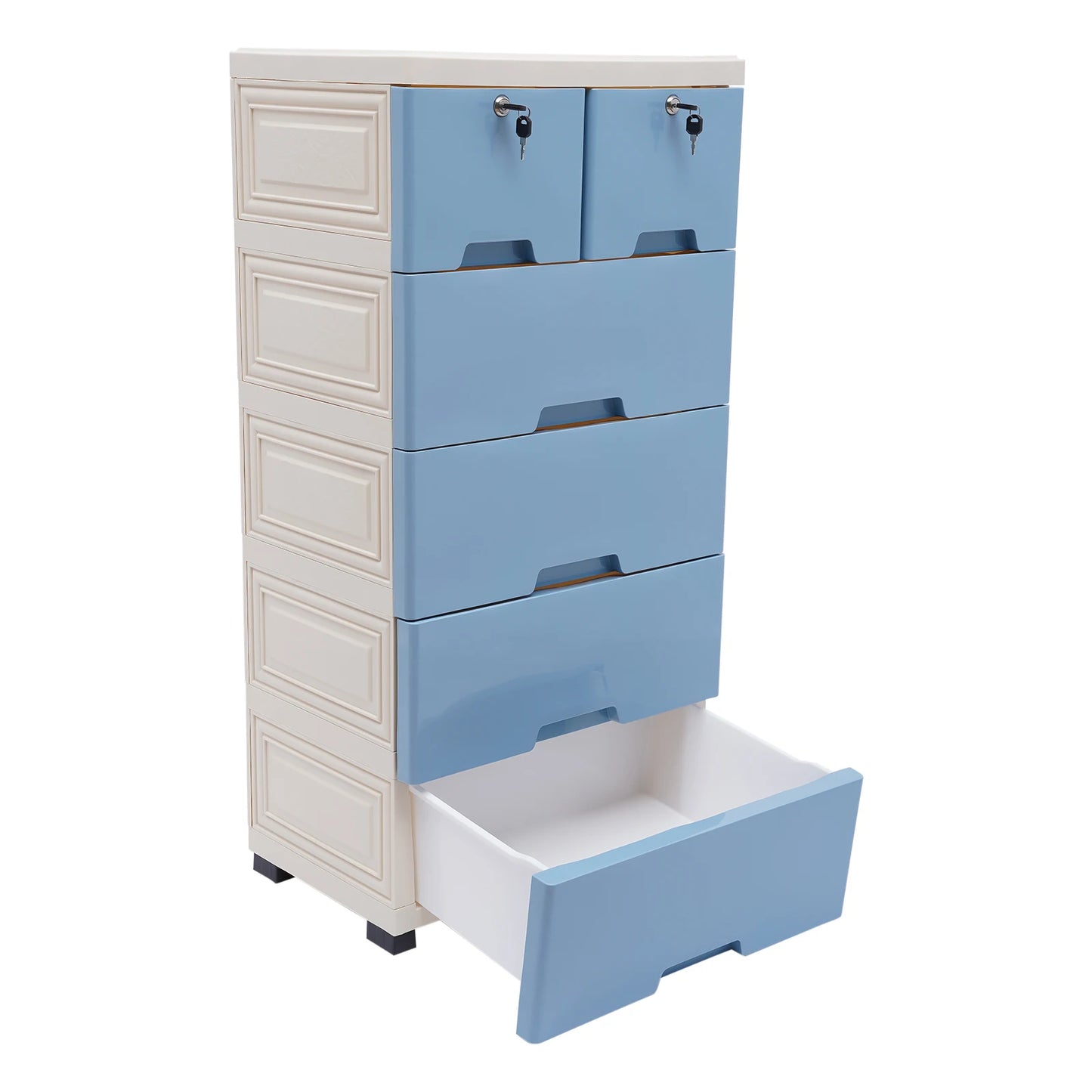 Six-Drawer Plastic Dresser Organizer For Home Office Bedroom