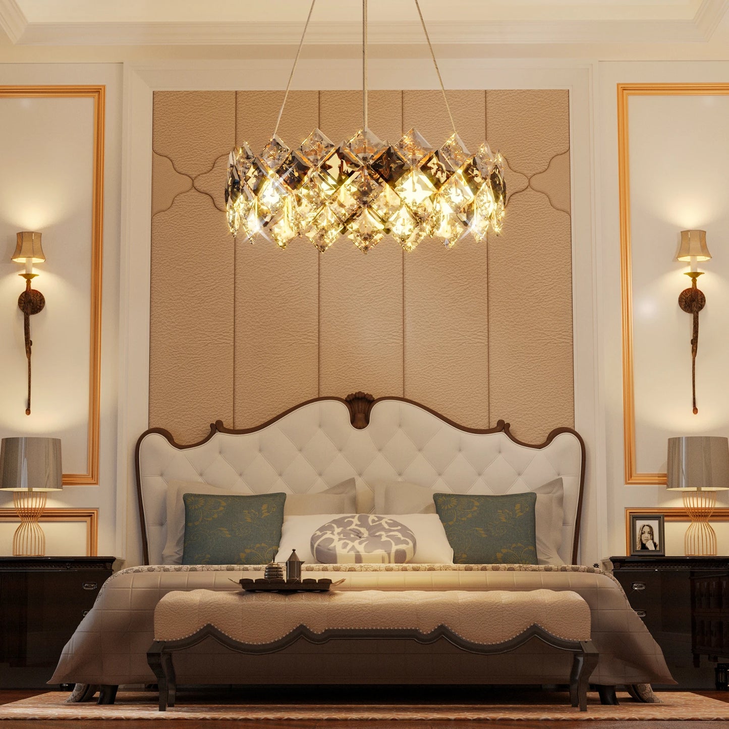 Crystal Chandelier Pendant Light For Living Room Ceiling Bulbs Included