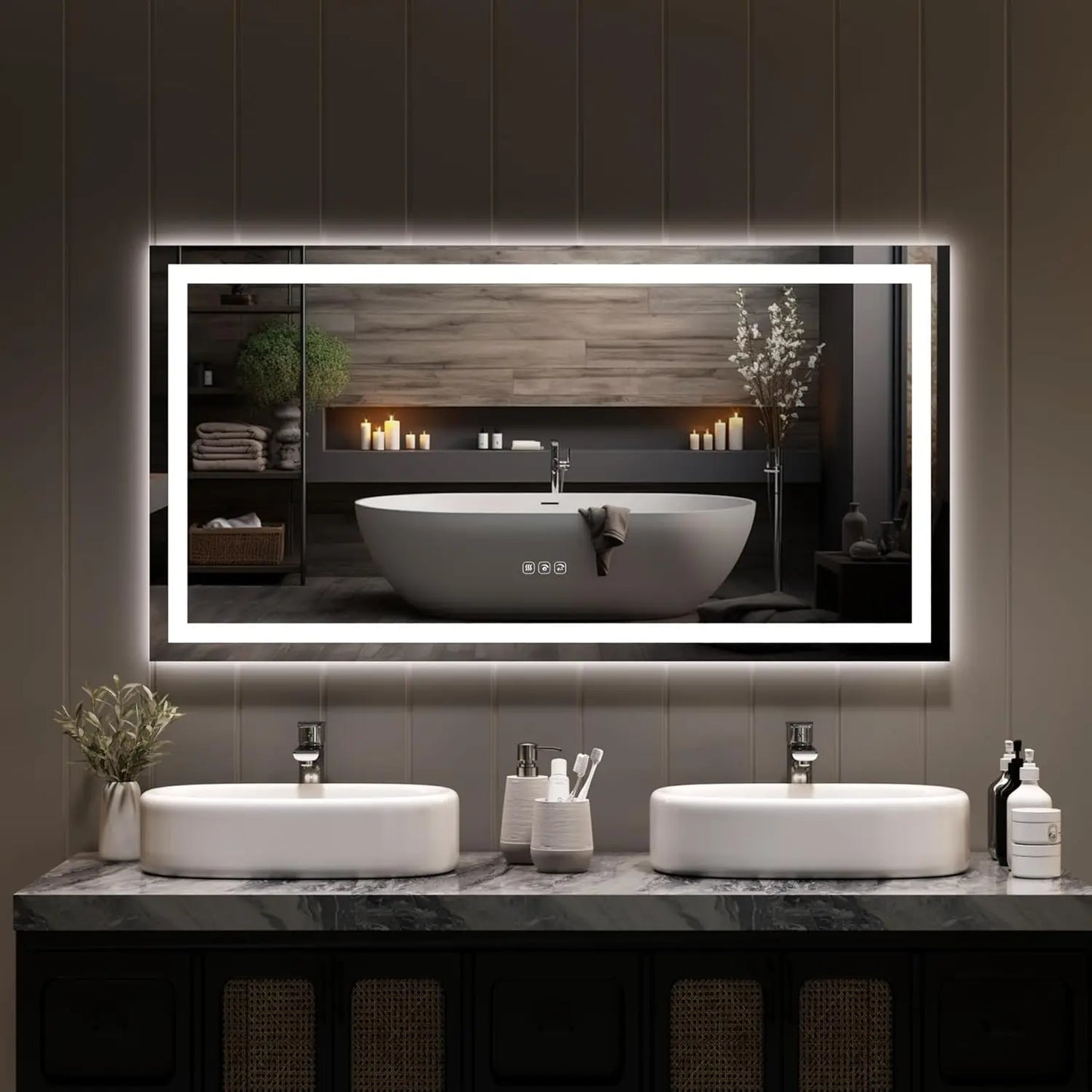 TWISTER.CK LED Bathroom Mirror With Memory Dimmable Anti Fog Backlit Wall Mount